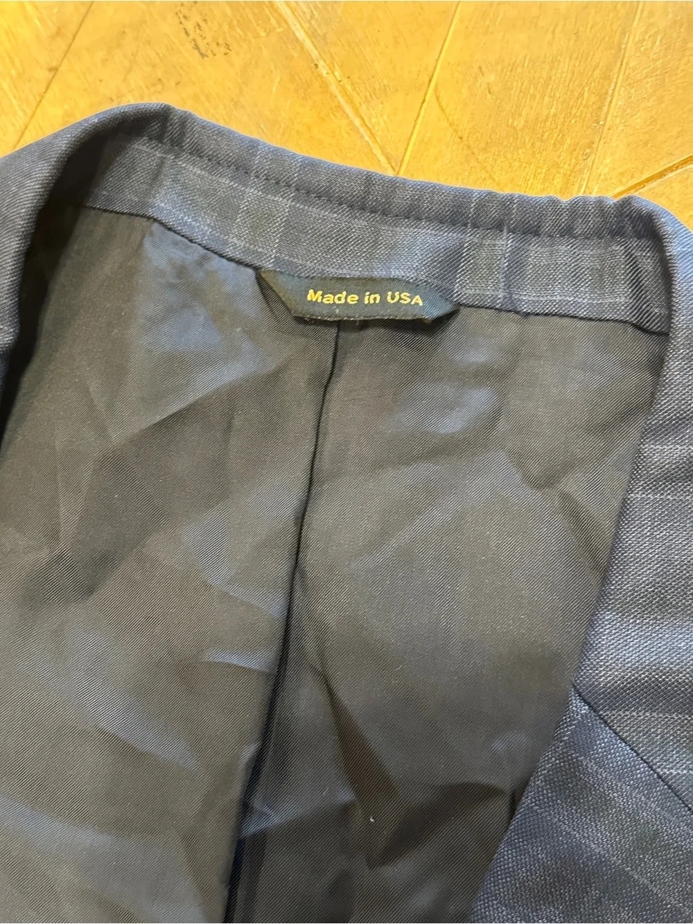 Vintage H. Freeman & Son custom-tailored navy blue windowpane sport coat